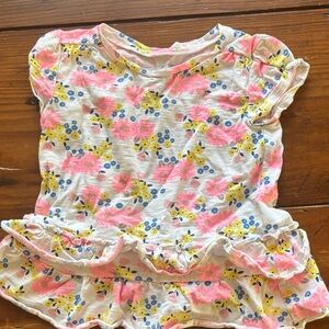Floral Kids Top with Ruffle Hem